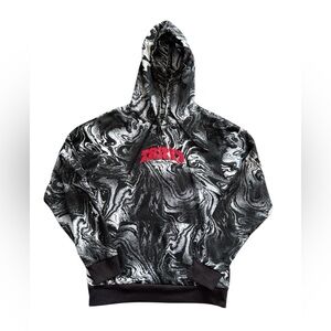 Navy Yard Trippy Graphic Hoodie Men Small Black White Streetwear EUC